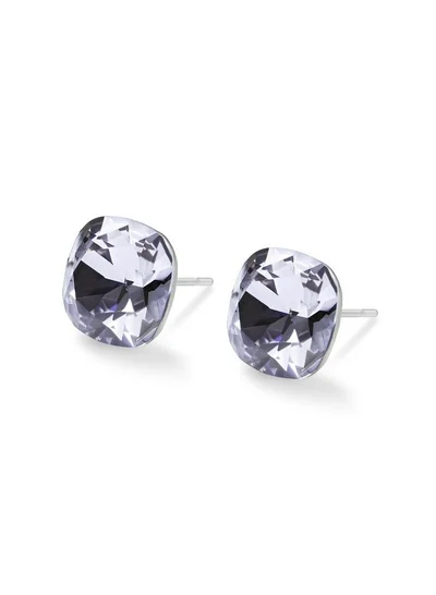 Seona Seona Sophia 10mm Cushion Cut Crystal Earrings – Hypoallergenic Stud Earrings for Women, Tarnish‑Free Stainless Steel Jewelry for Sensitive Ears - Smoky Mauve
